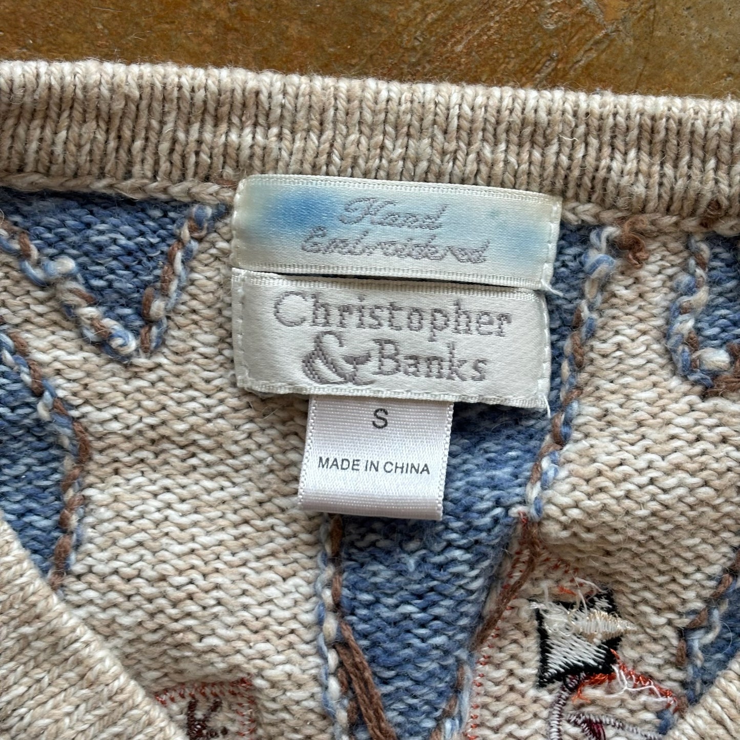 Christopher and Banks Knit Sweater Cardigan Bird Fall Nature Scenery 90's - S