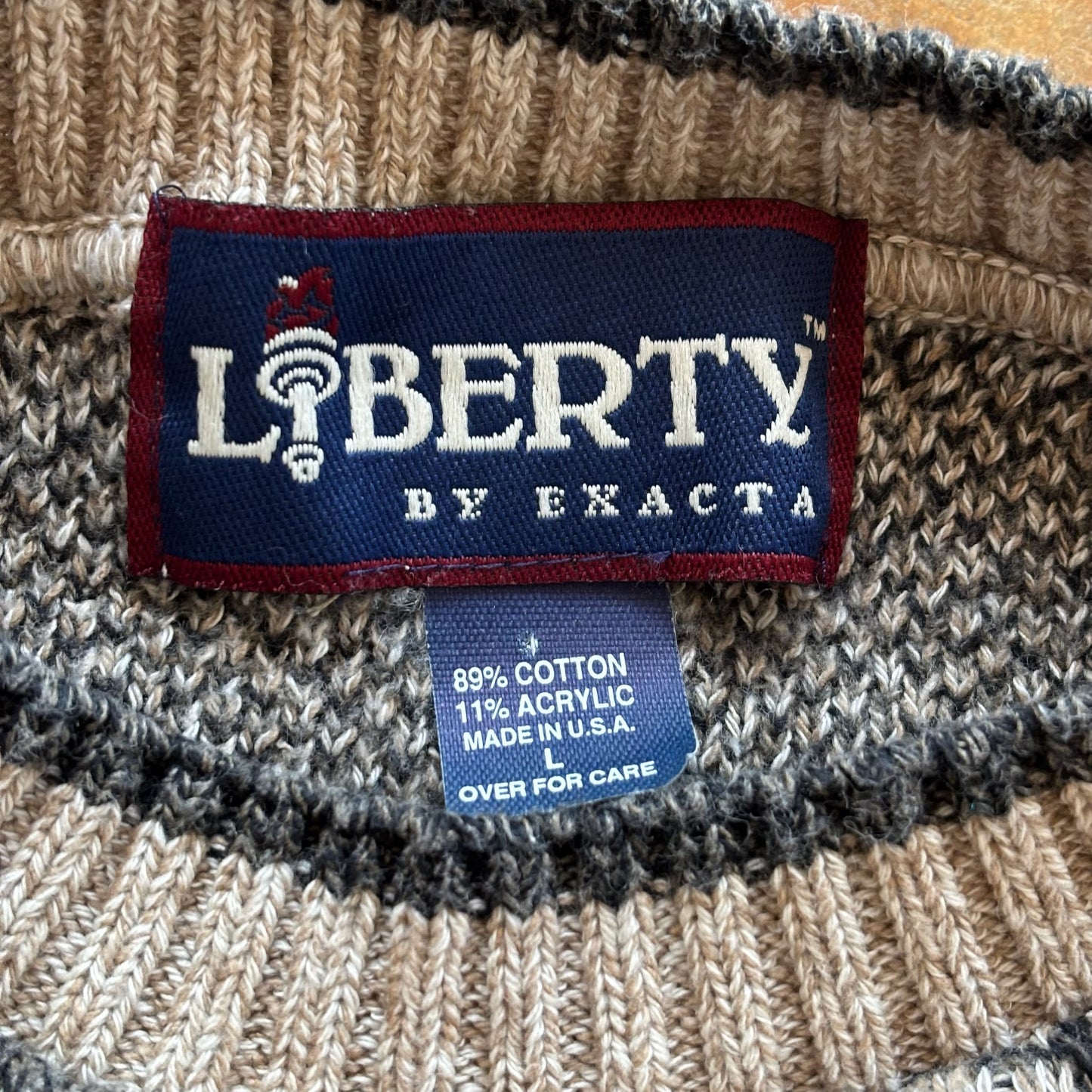 Liberty Plaid Knit Pattern Sweater Heavyweight 90's - L