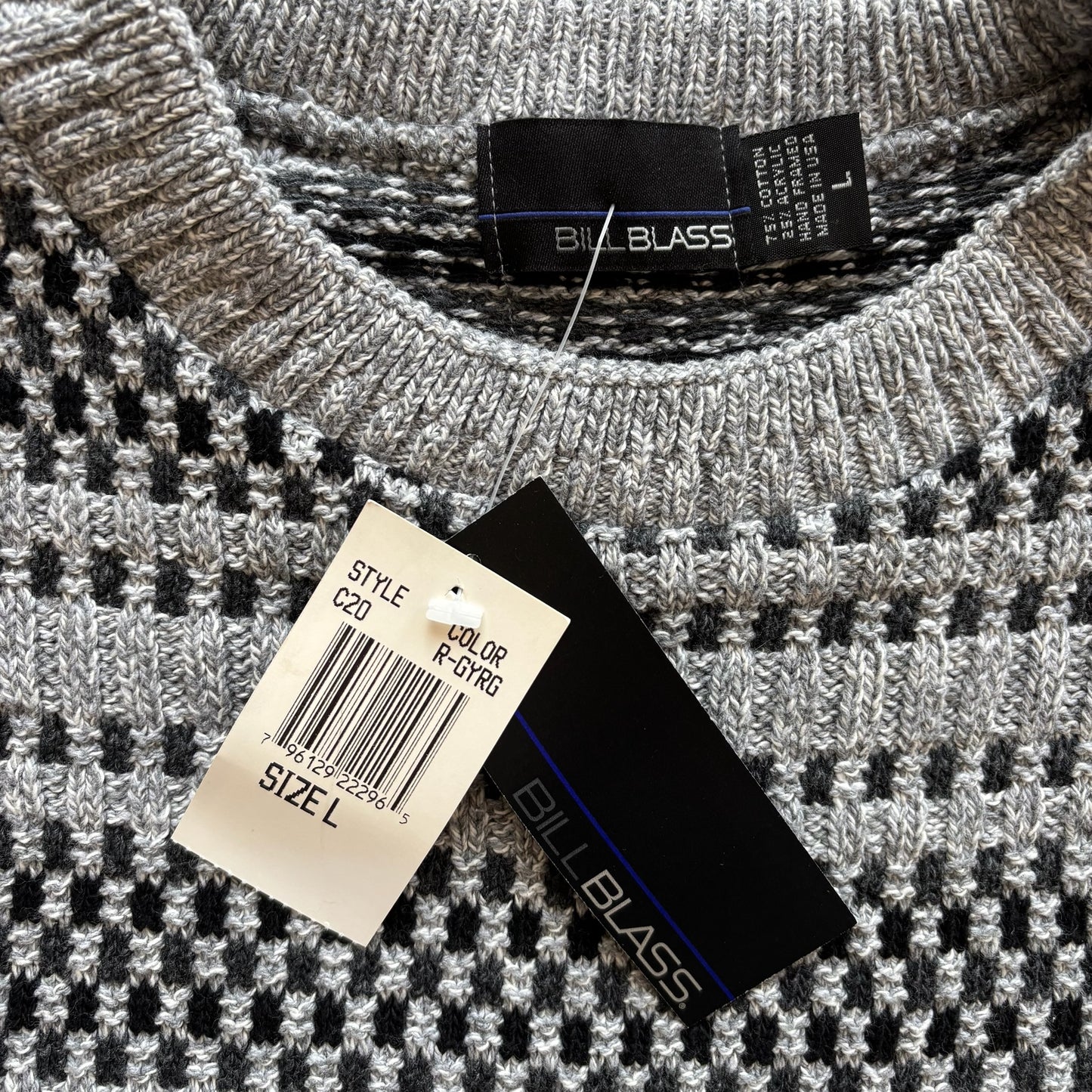 NWT Bill Blass Chunky Tight Knit Cosby Sweater Grandpa Heavyweight 90's - L