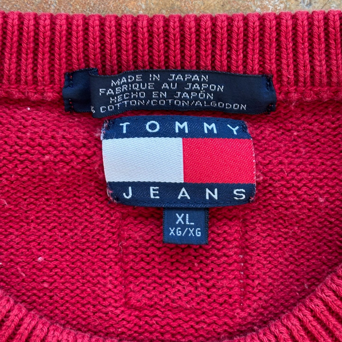 Tommy Hilfiger Big Flag Embroidered Heavyweight Knit Sweater 90's - XL