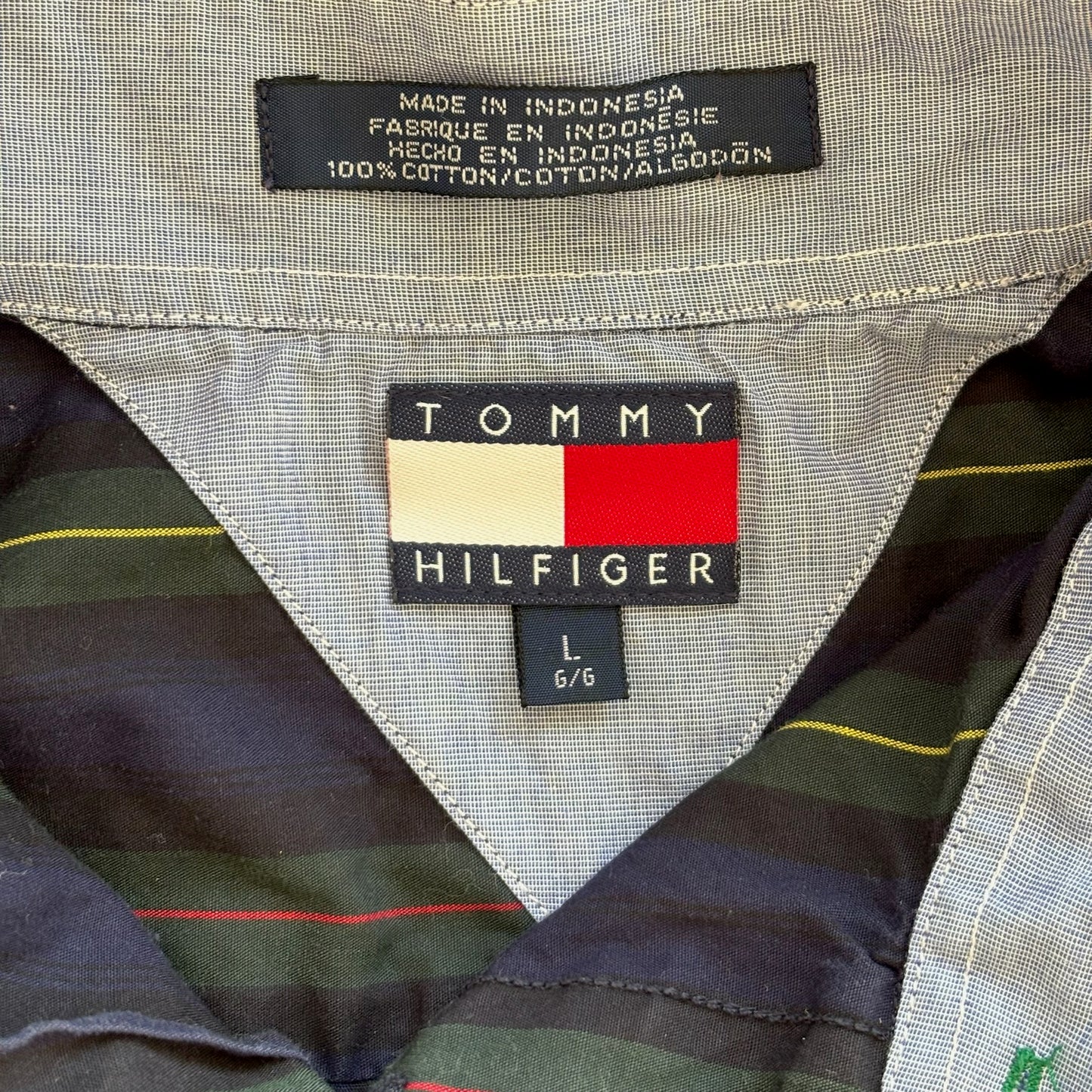 Tommy Hilfiger Striped Colorful Button Up Shirt 90's - L