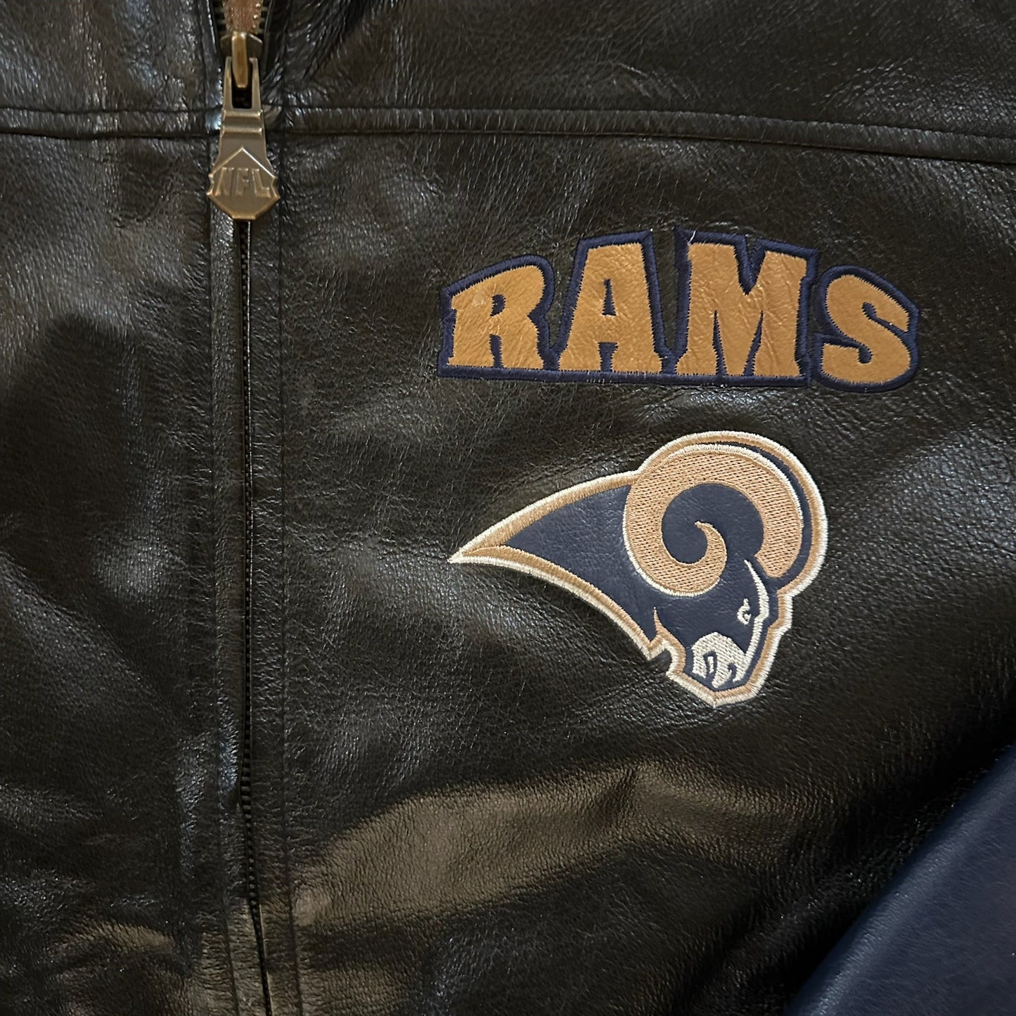 St. Louis Rams Carl Banks G-III Leather Bomber Jacket Embroidered Hits 90's - XL