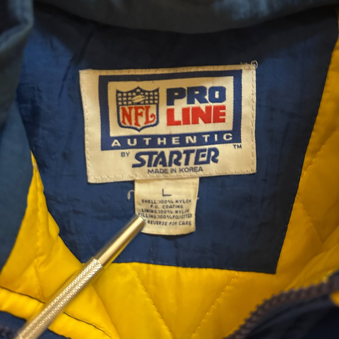 St. Louis Rams Starter NFL Pro Line Puffer Jacket Detachable Hood 90's - L