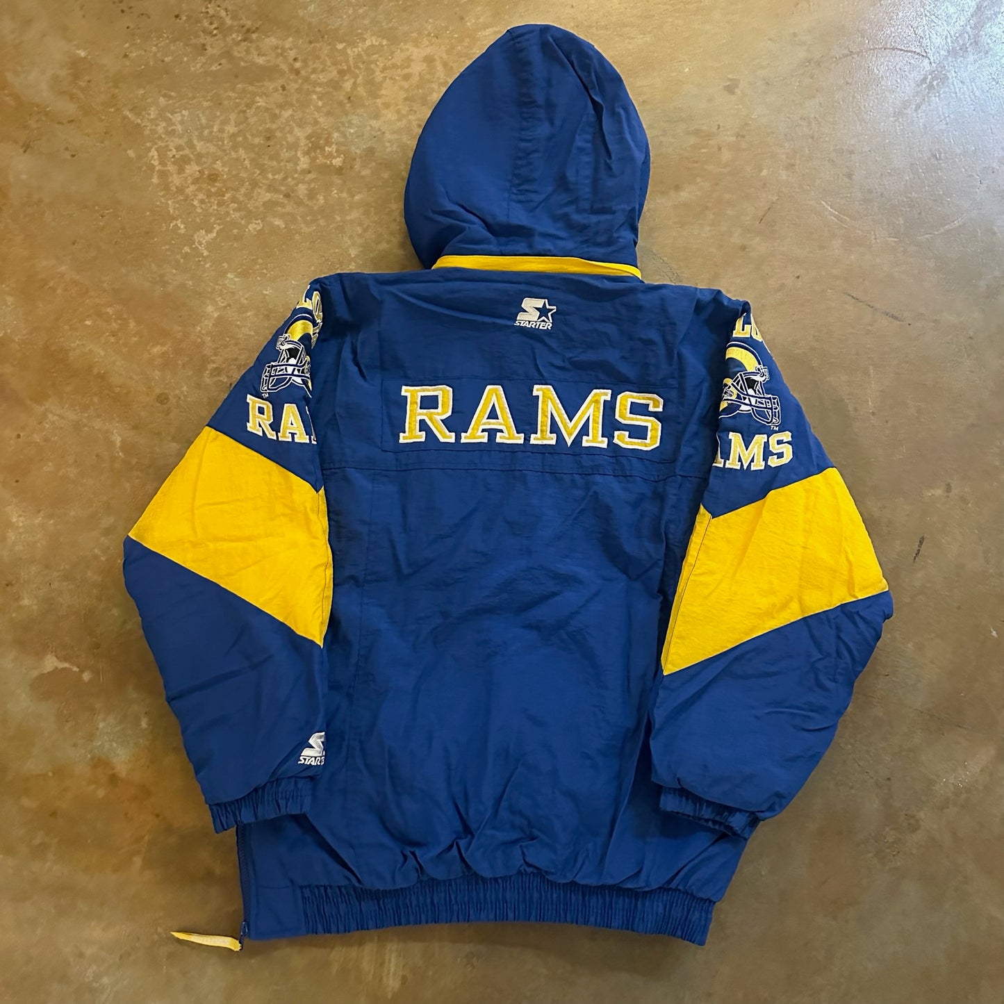 St. Louis Rams Starter NFL Pro Line Puffer Jacket Detachable Hood 90's - L