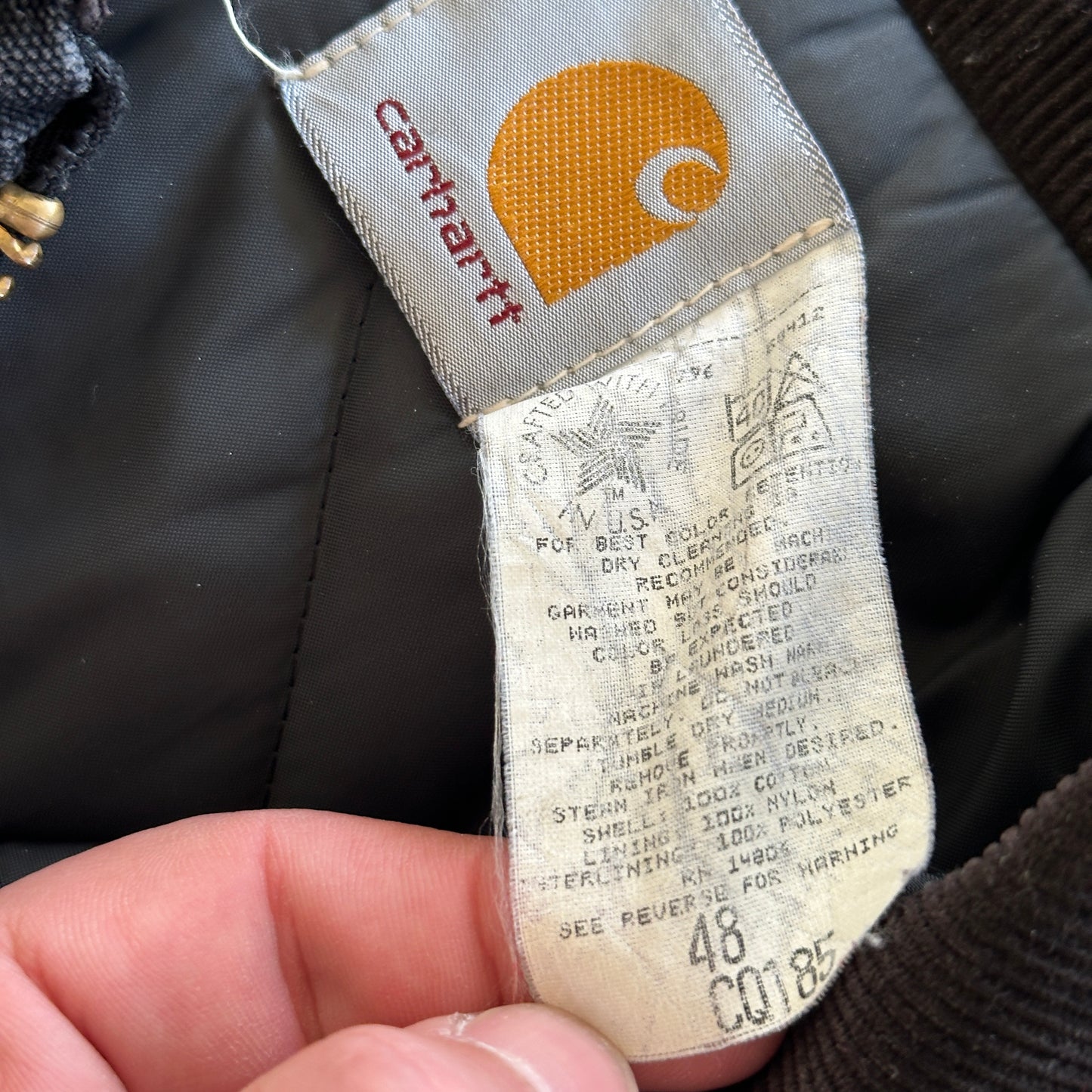 Carhartt Arctic Quilted Coat Black Faded Canvas 90's - XL