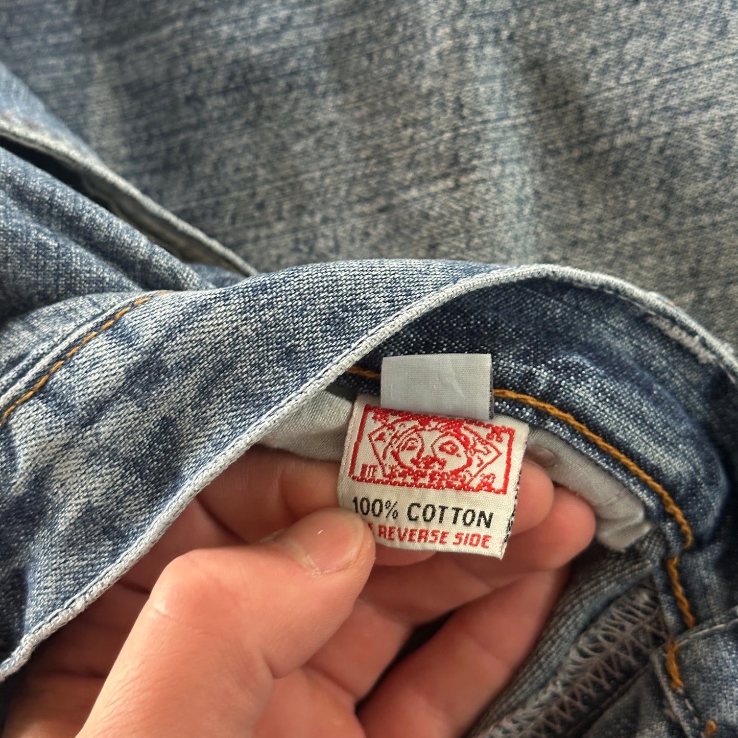 Evisu Genes Embroidered Logo Baggy Hip Hop Skater Jean Shorts 90's - 34