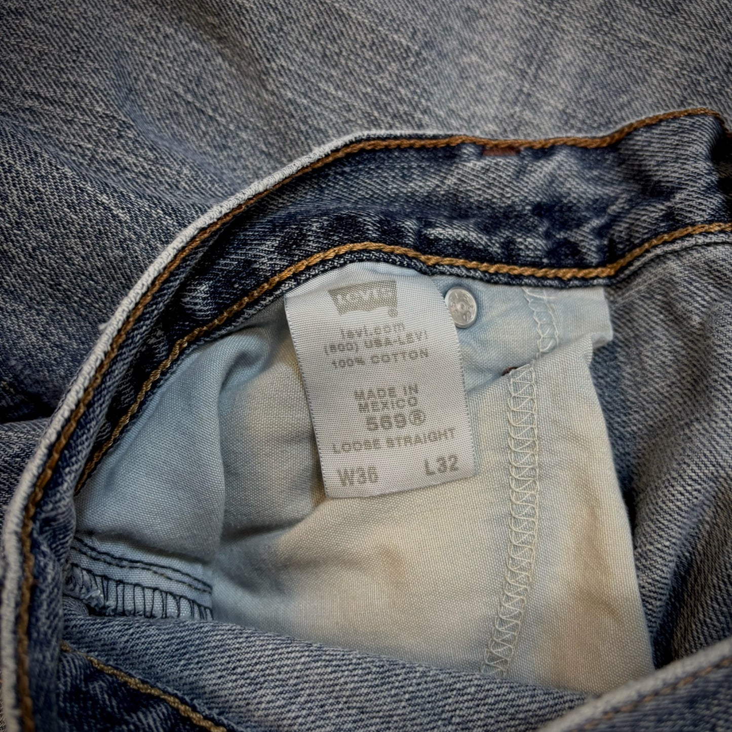 Levis 569 Baggy Skater Distressed Jeans Medium Wash 00's - 34