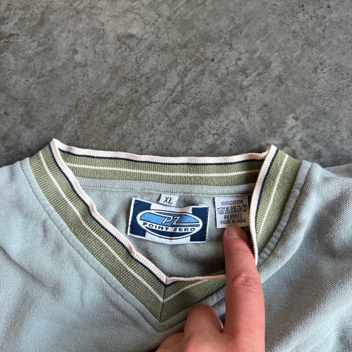 Point Zero Two Tone Stripe Sweatshirt Pullover 90's - XL