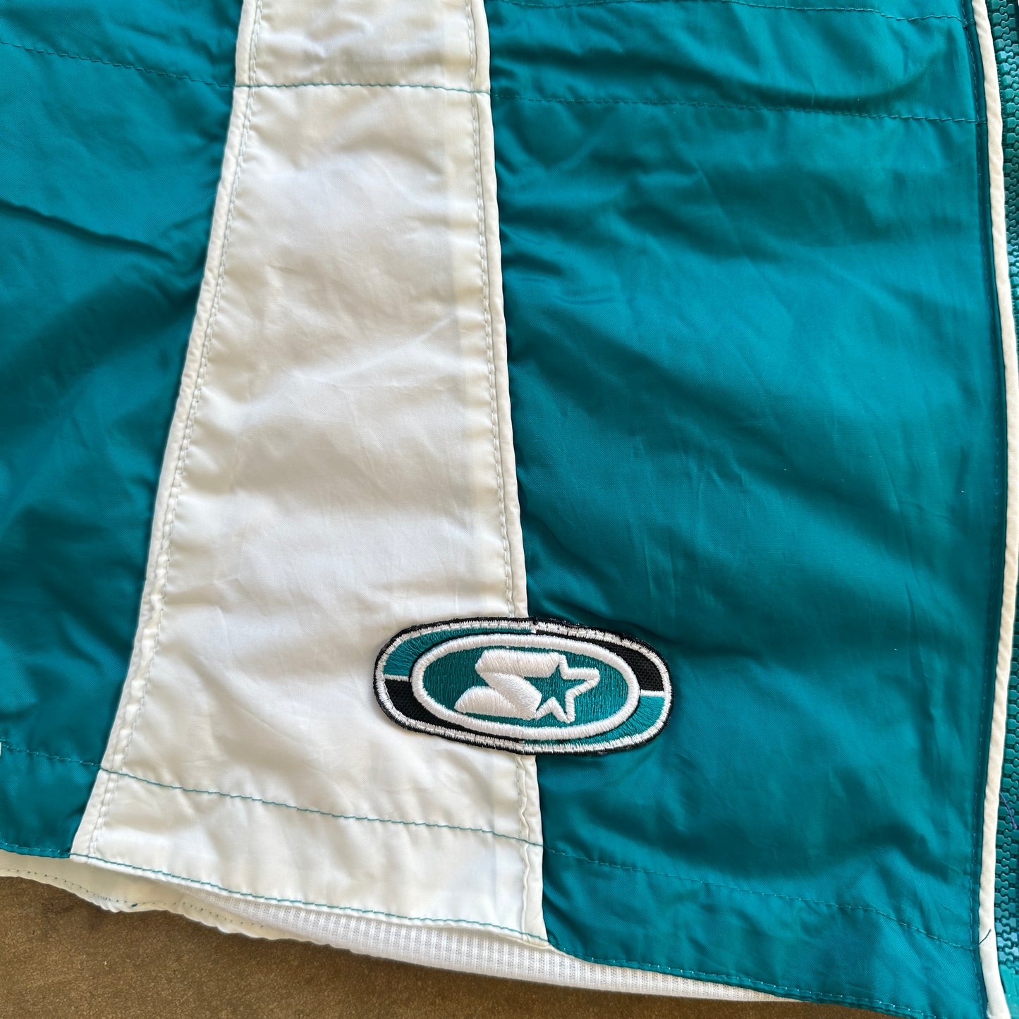 Starter Women's Teal White Interchange Stripe Windbreaker Jacket 90's - Womens M