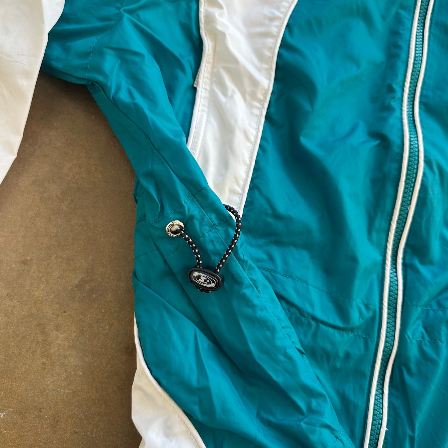 Starter Women's Teal White Interchange Stripe Windbreaker Jacket 90's - Womens M