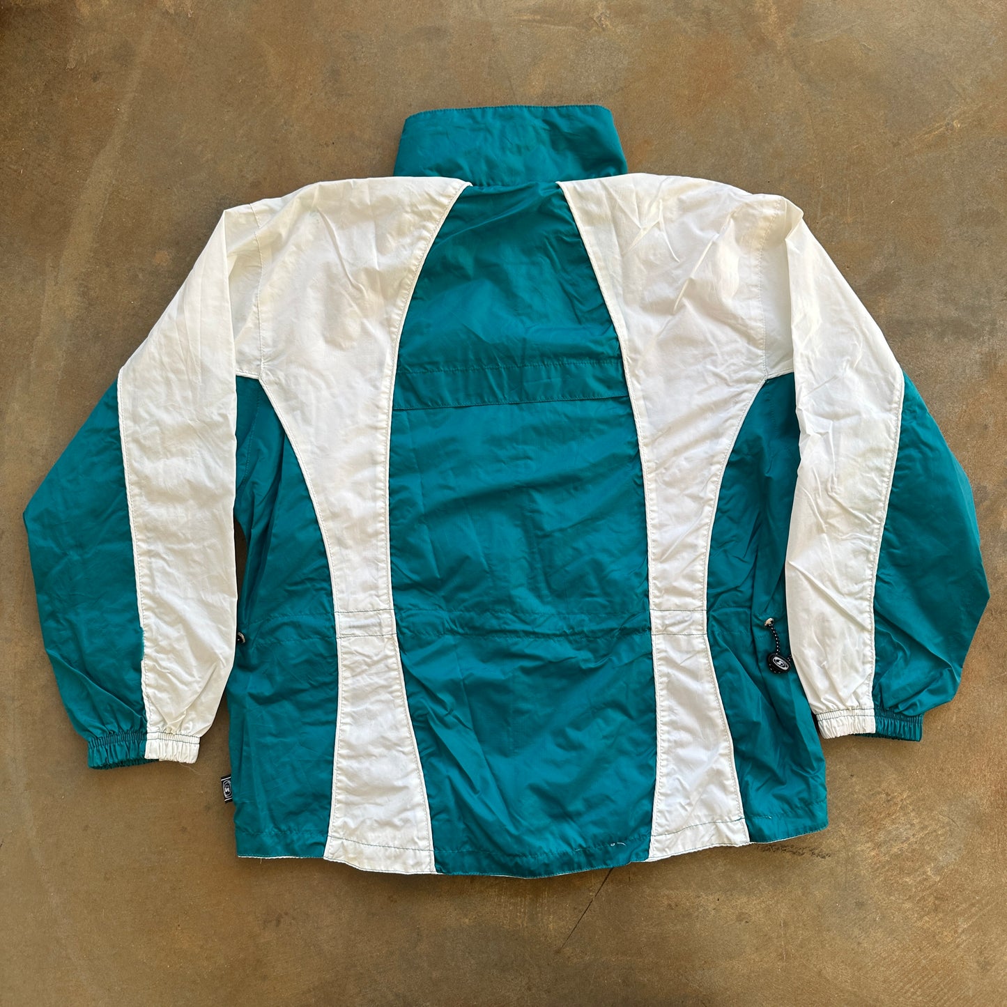 Starter Women's Teal White Interchange Stripe Windbreaker Jacket 90's - Womens M