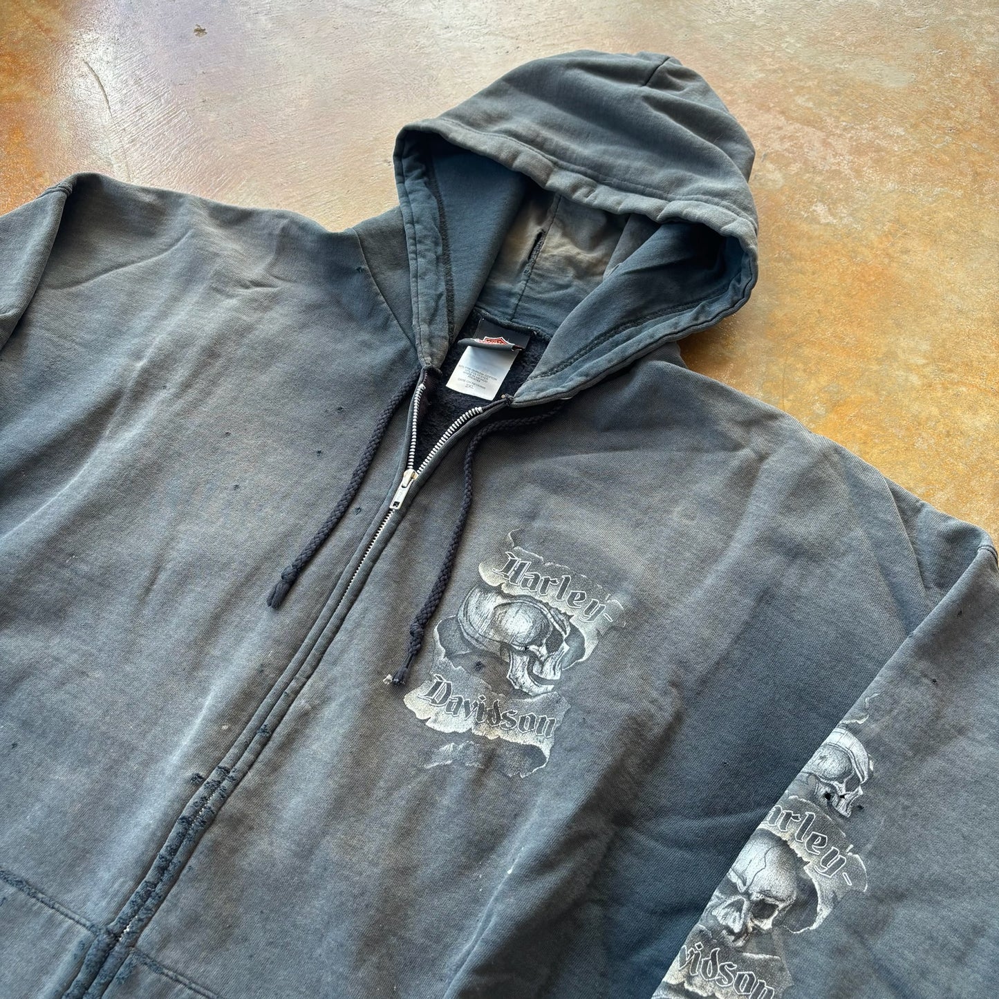 Harley Davidson Surdyke Distressed Grunge Hooded Jacket 00's - 2XL