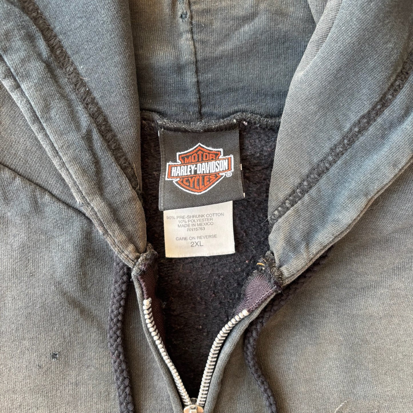 Harley Davidson Surdyke Distressed Grunge Hooded Jacket 00's - 2XL