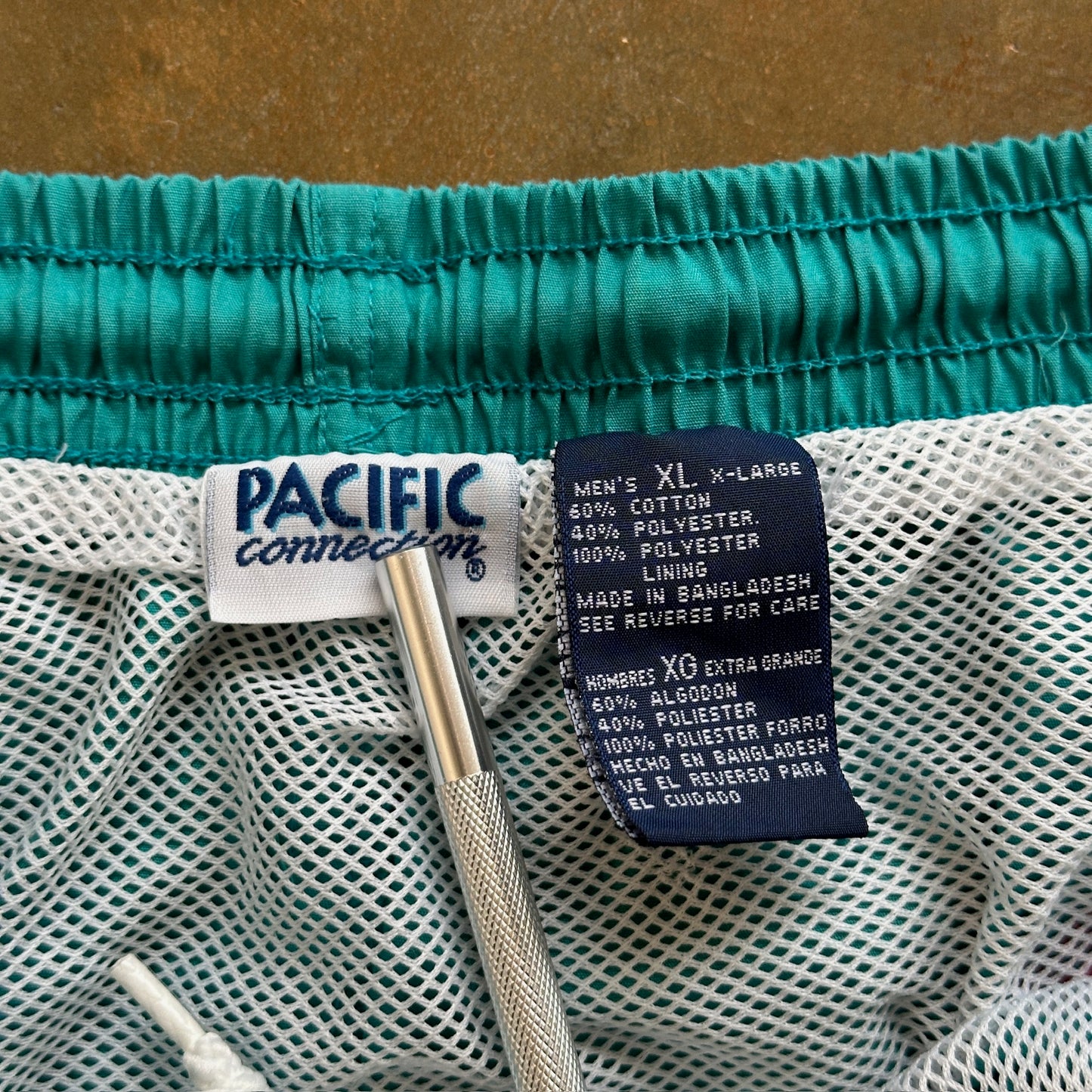 Pacific Connections Mesh Lined Swim Trunks Colorblock Colorful 90's - XL
