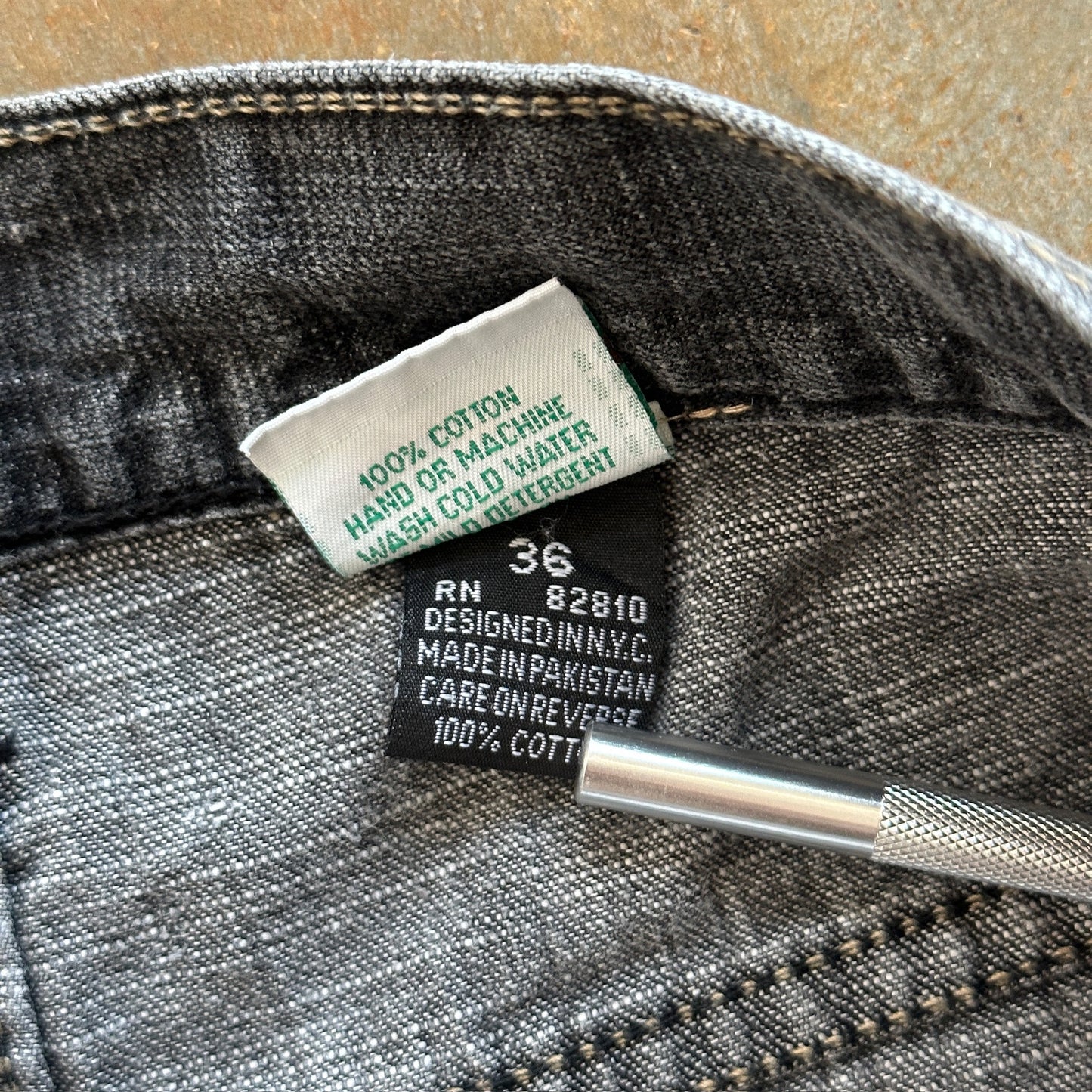 Lacoste Baggy Jean Shorts Black Embroidered Skater Dark Wash 90's - 36