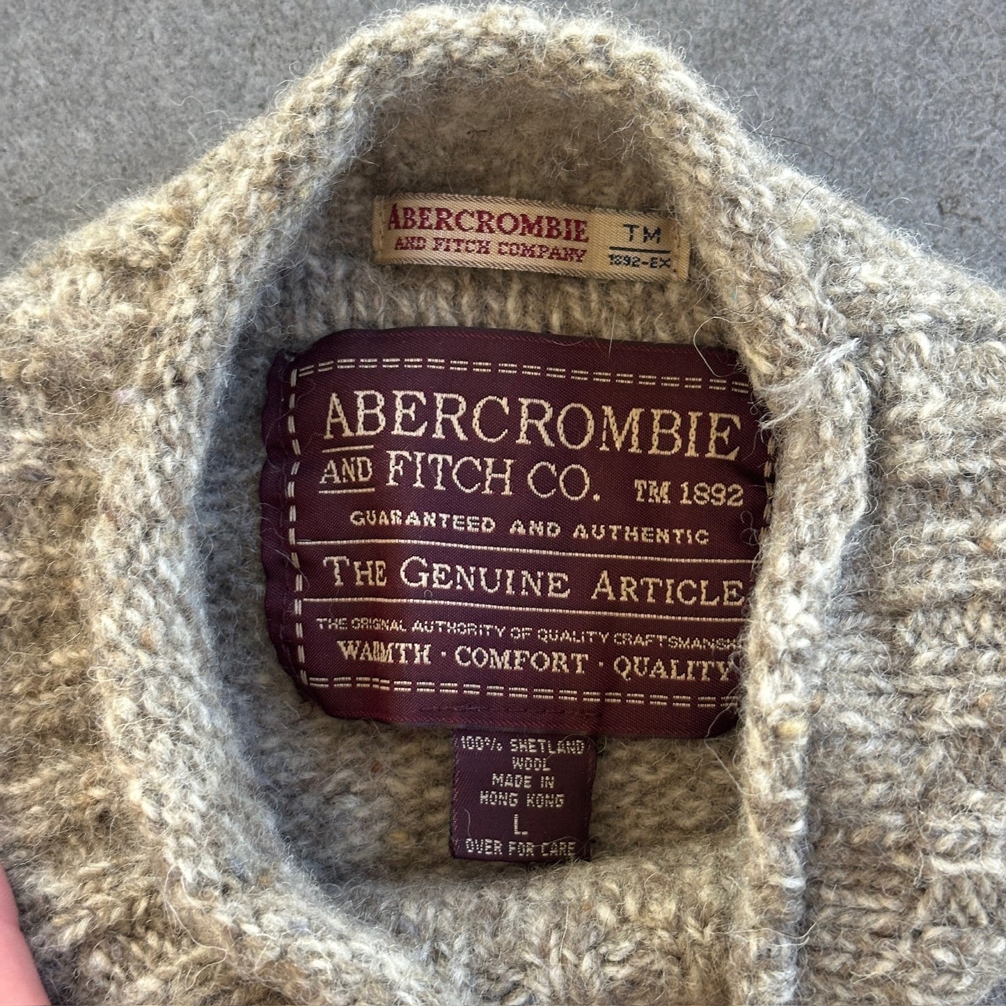 Abercrombie Fitch Shetland Wool Chunky Loose Sweater Speckled Grey 90's - L