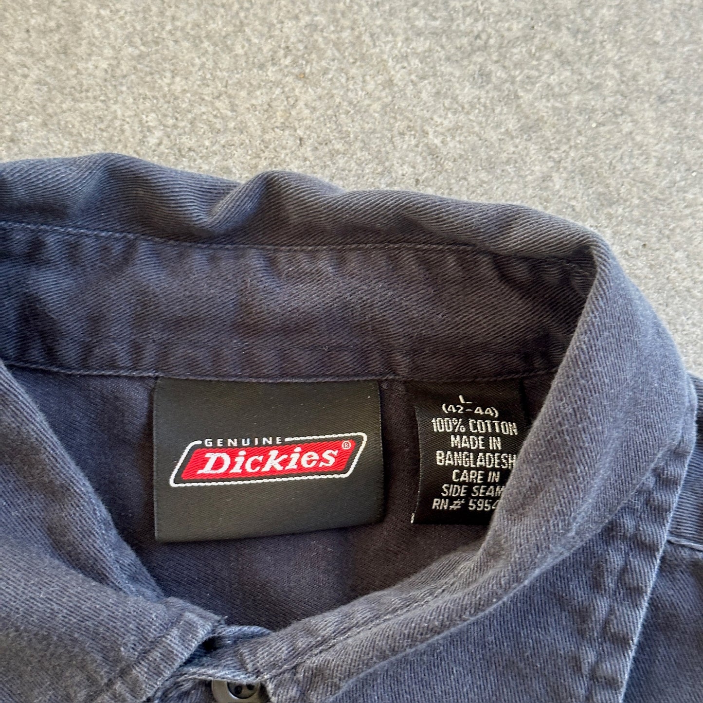 Dickies Patch Mechanic Garage Button Up Work Shirt Shop 00's - L