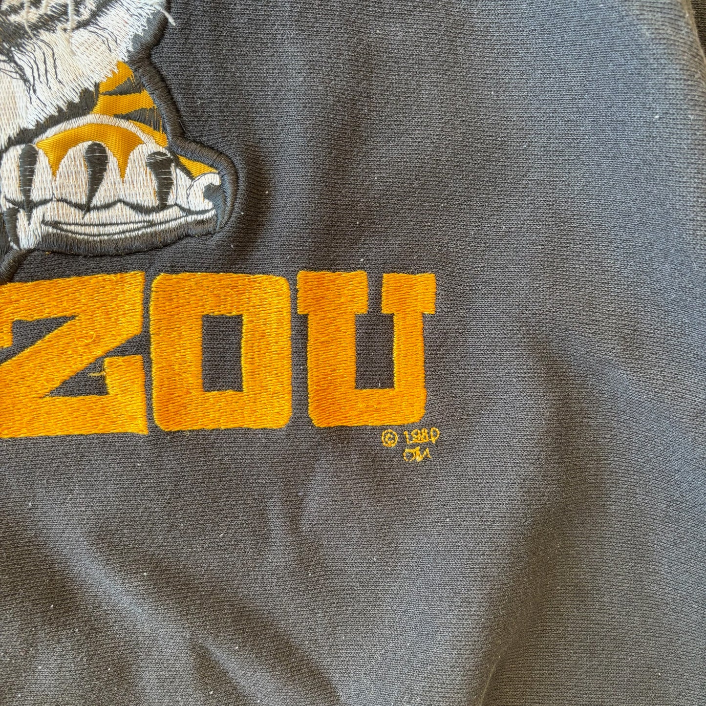 University of Missouri Mizzou Tigers 1980 Embroidered Crewneck 80's - 2XL