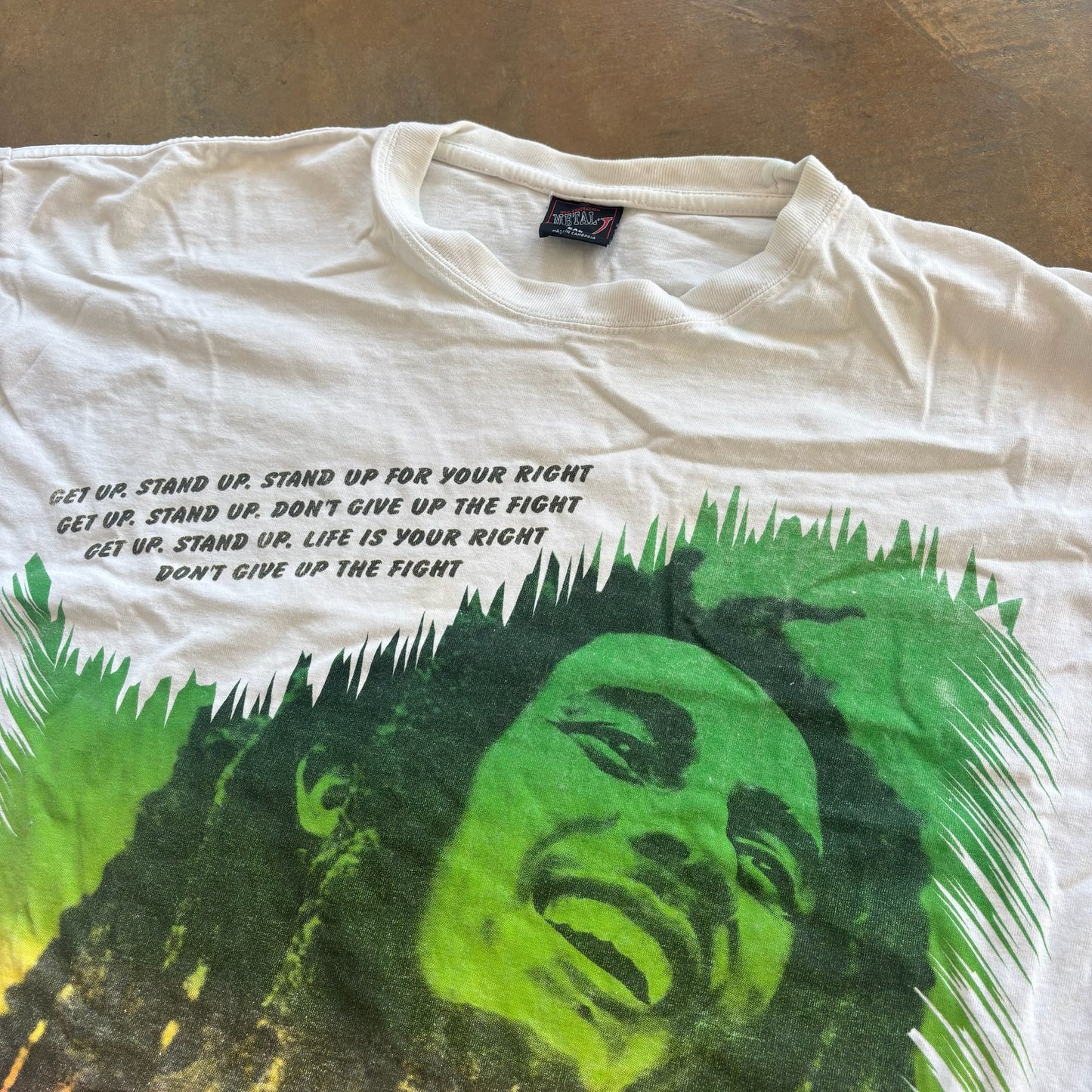 Bob Marley Get Up Stand Tour Band Shirt RARE White 90's - 2XL