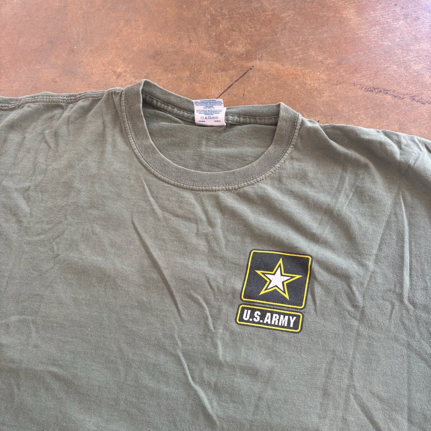 United States Army Strong Double Sided Graphic Olive Green Shirt 00's - XL