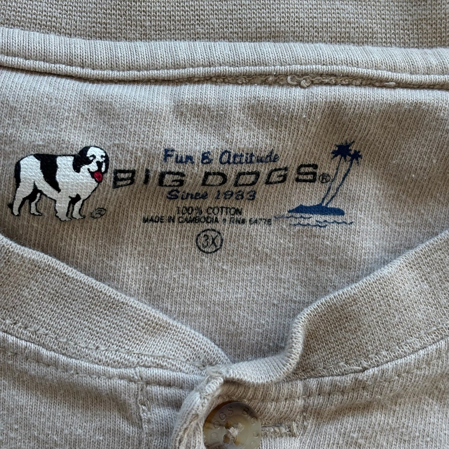 Big Dogs 'Just Do it Tomorrow' Embroidered Henley Shirt 90's - 3XL