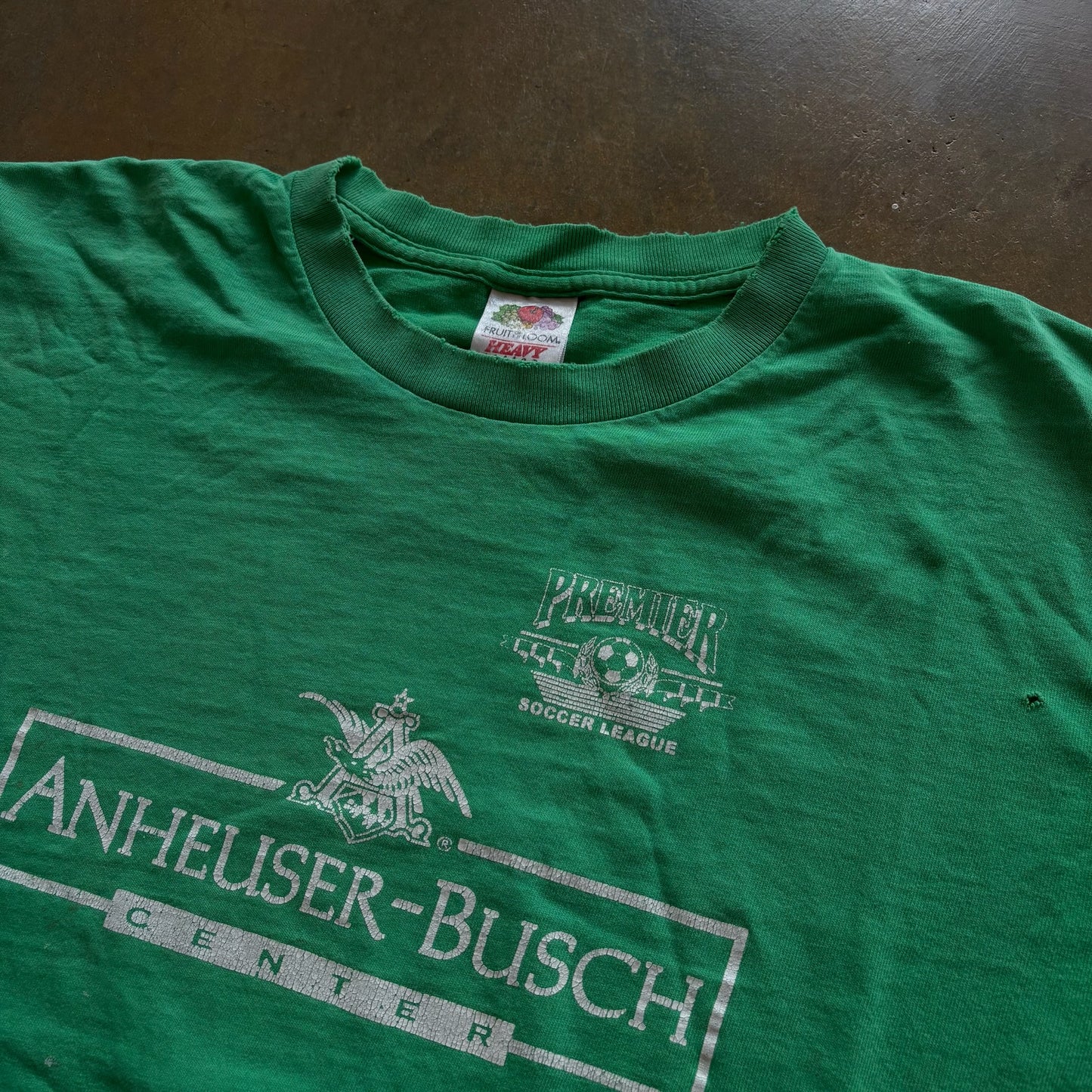 Anheuser Busch Premier Soccer League Graphic Faded Green Shirt 90's - S