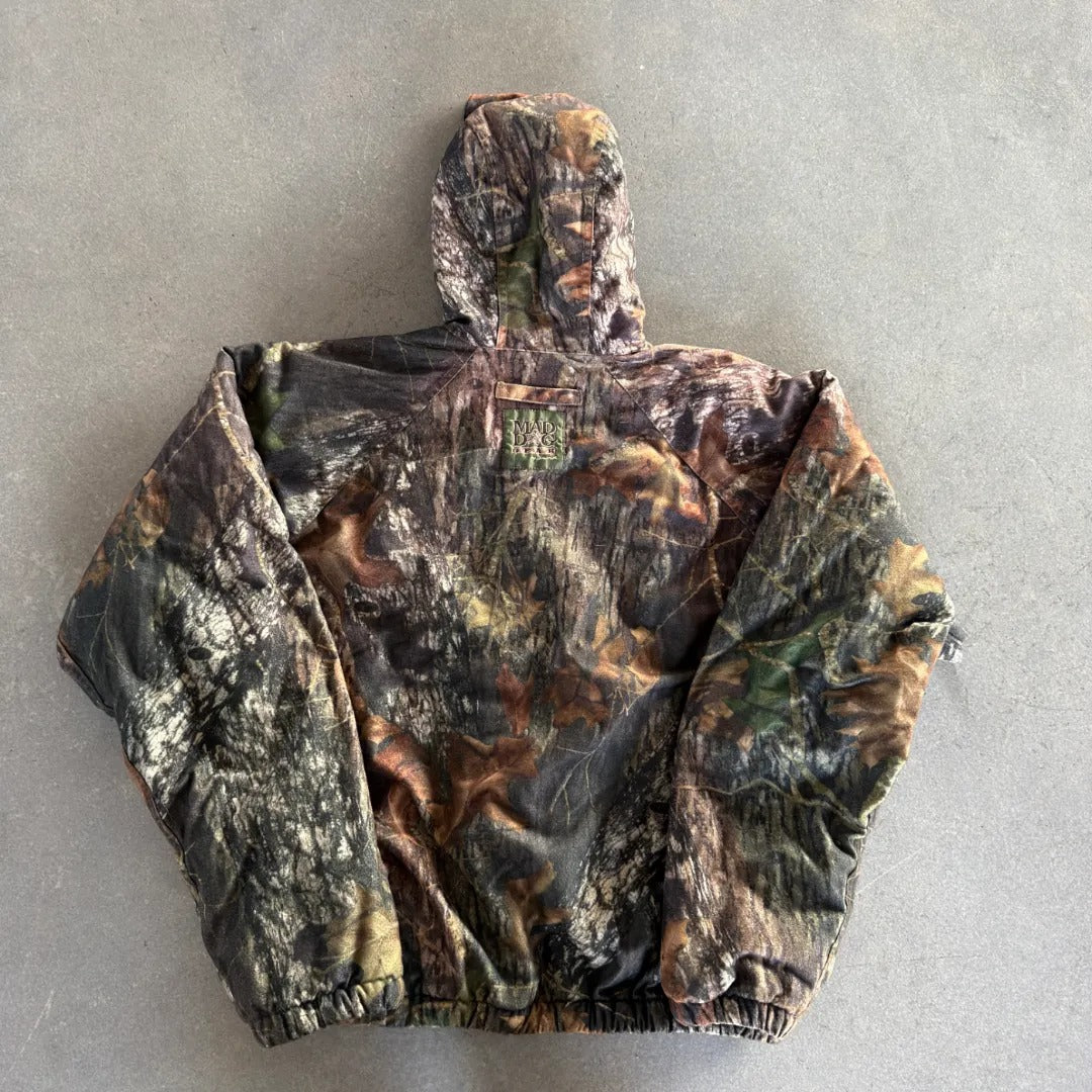 Camo Hooded Snap Button Zip Insulated Jacket 90's - 2XL