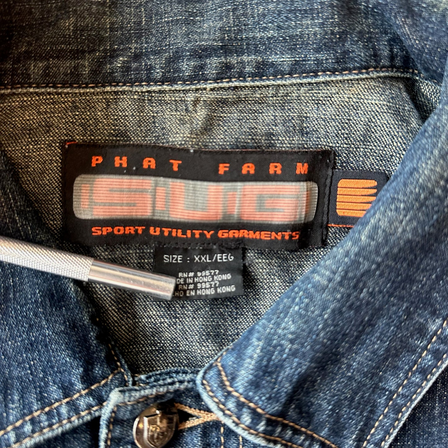 Phat Farm Embroidered Patchwork Jean Jacket 90's - 2XL