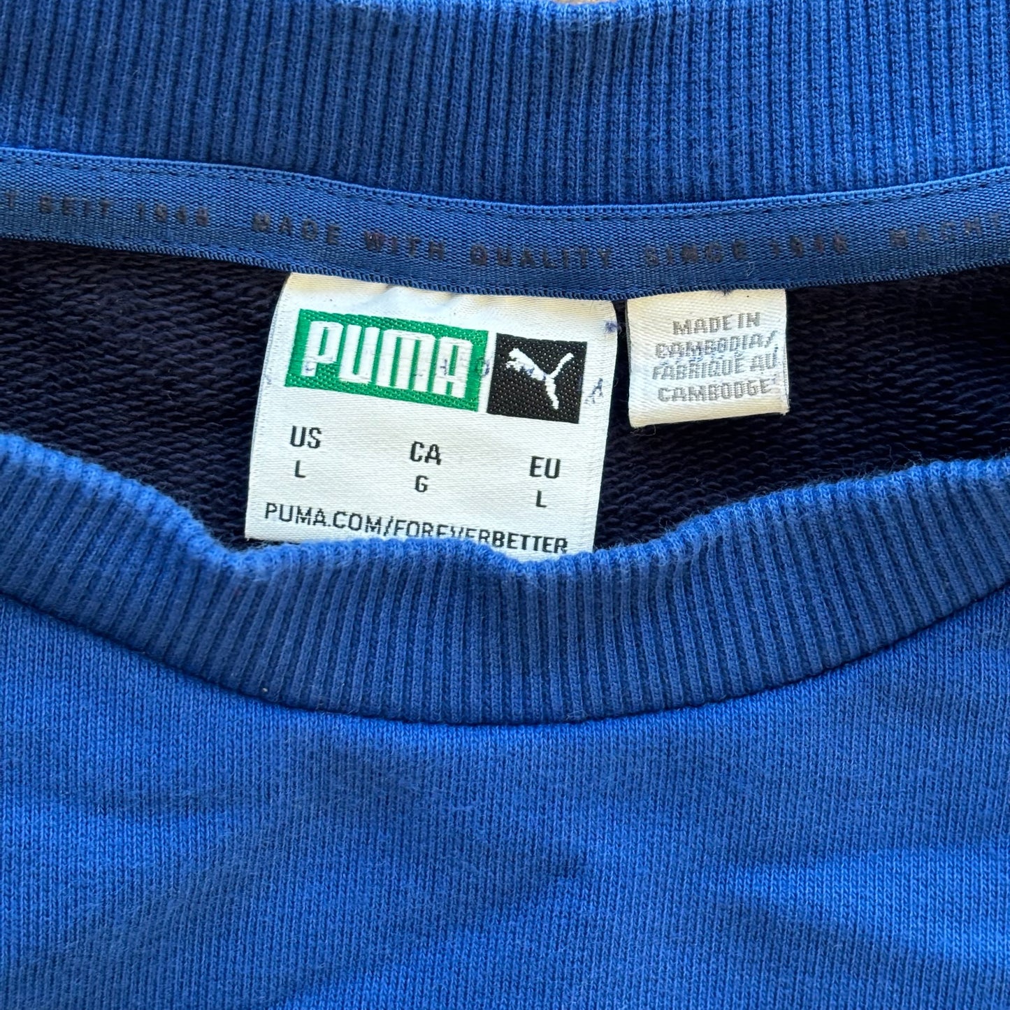 Puma MCS Chevron Stripe Blue Crewneck Sweatshirt 00's - L