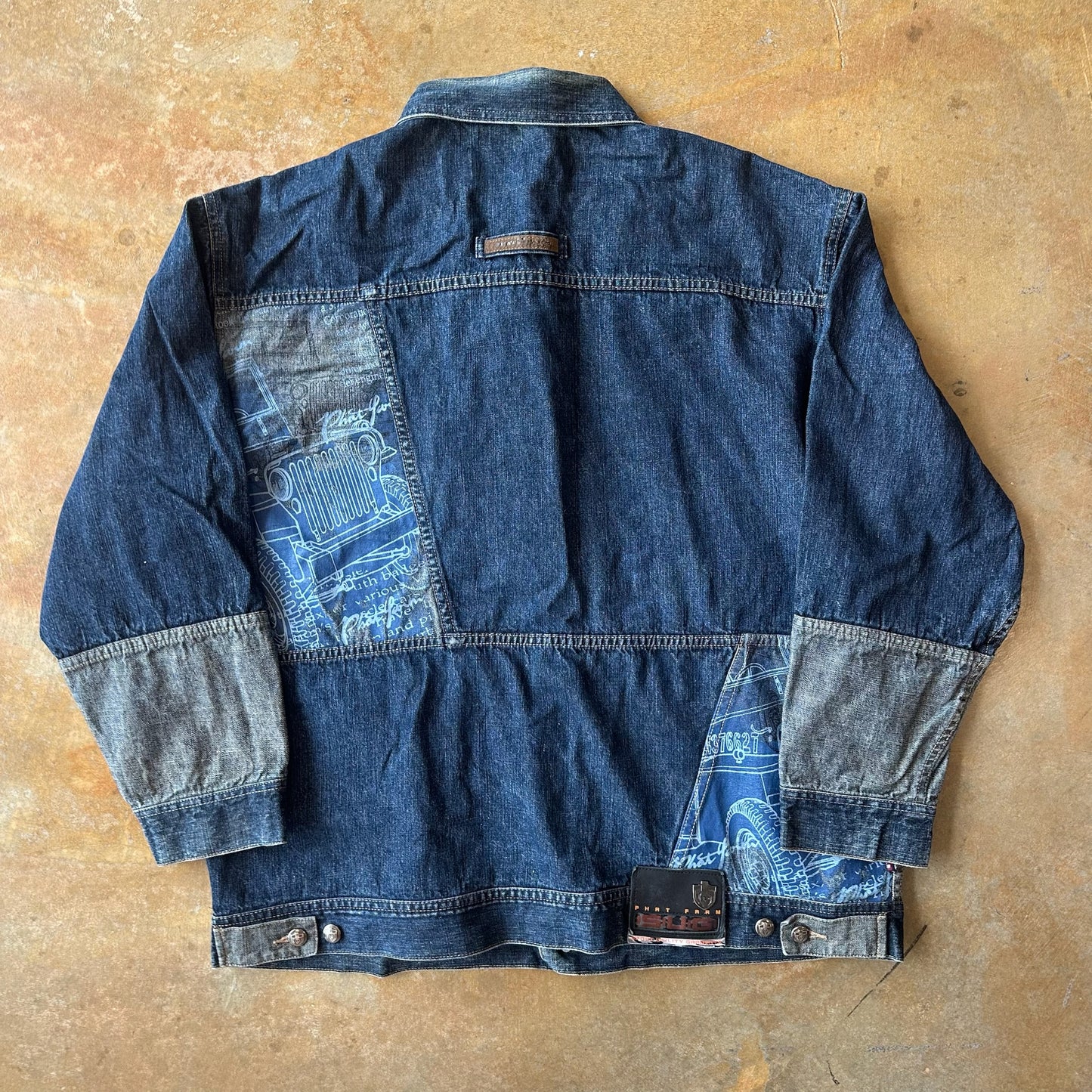 Phat Farm Embroidered Patchwork Jean Jacket 90's - 2XL