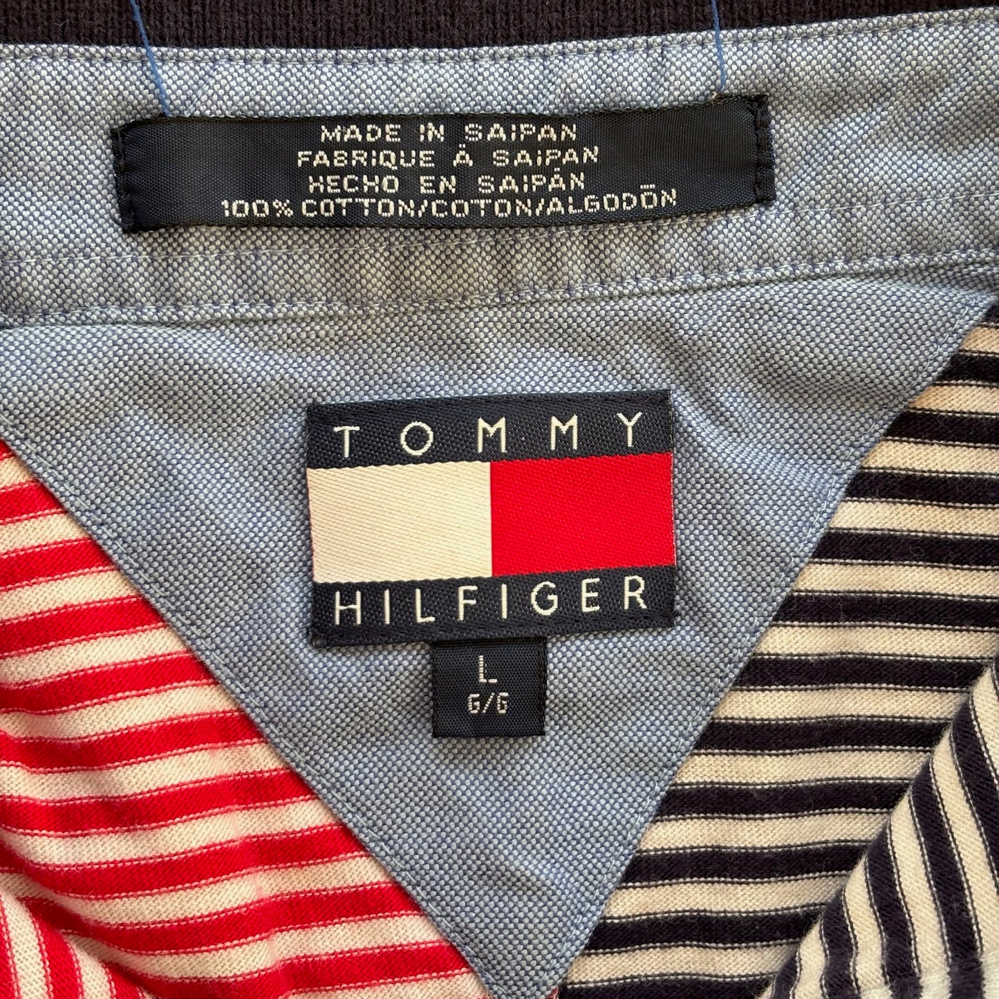 Tommy Hilfiger Colorblock Striped Polo Shirt Abstract 90's - L