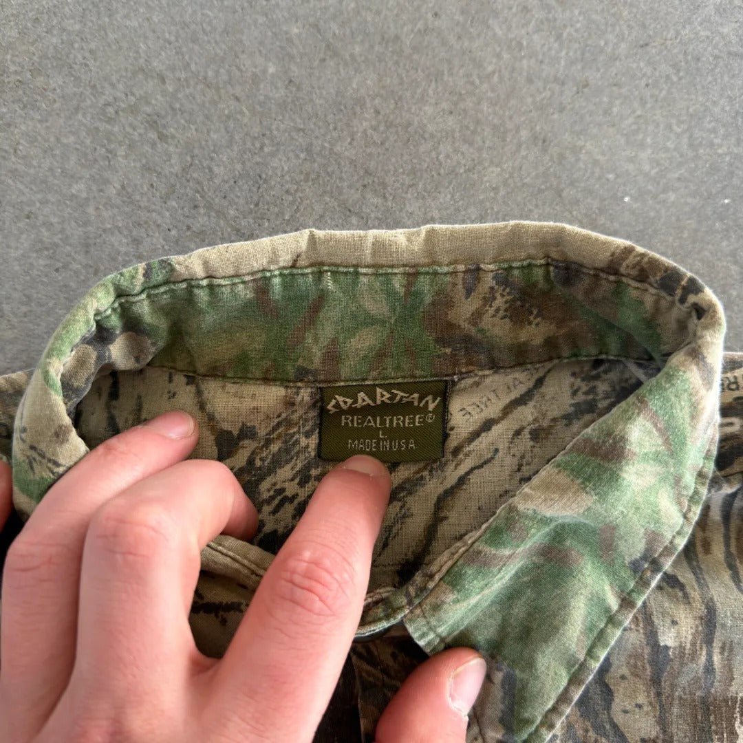 Spartan Realtree Faded Camo Button Up Shirt 90's - L