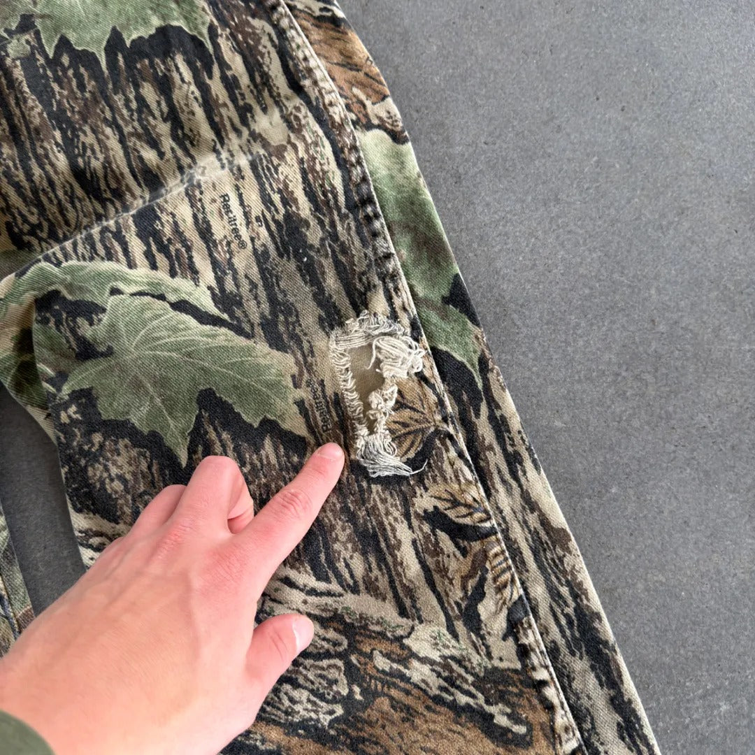 Distressed Wrangler Rugged Wear Camo Realtree Baggy Pants Jeans 00's - 30