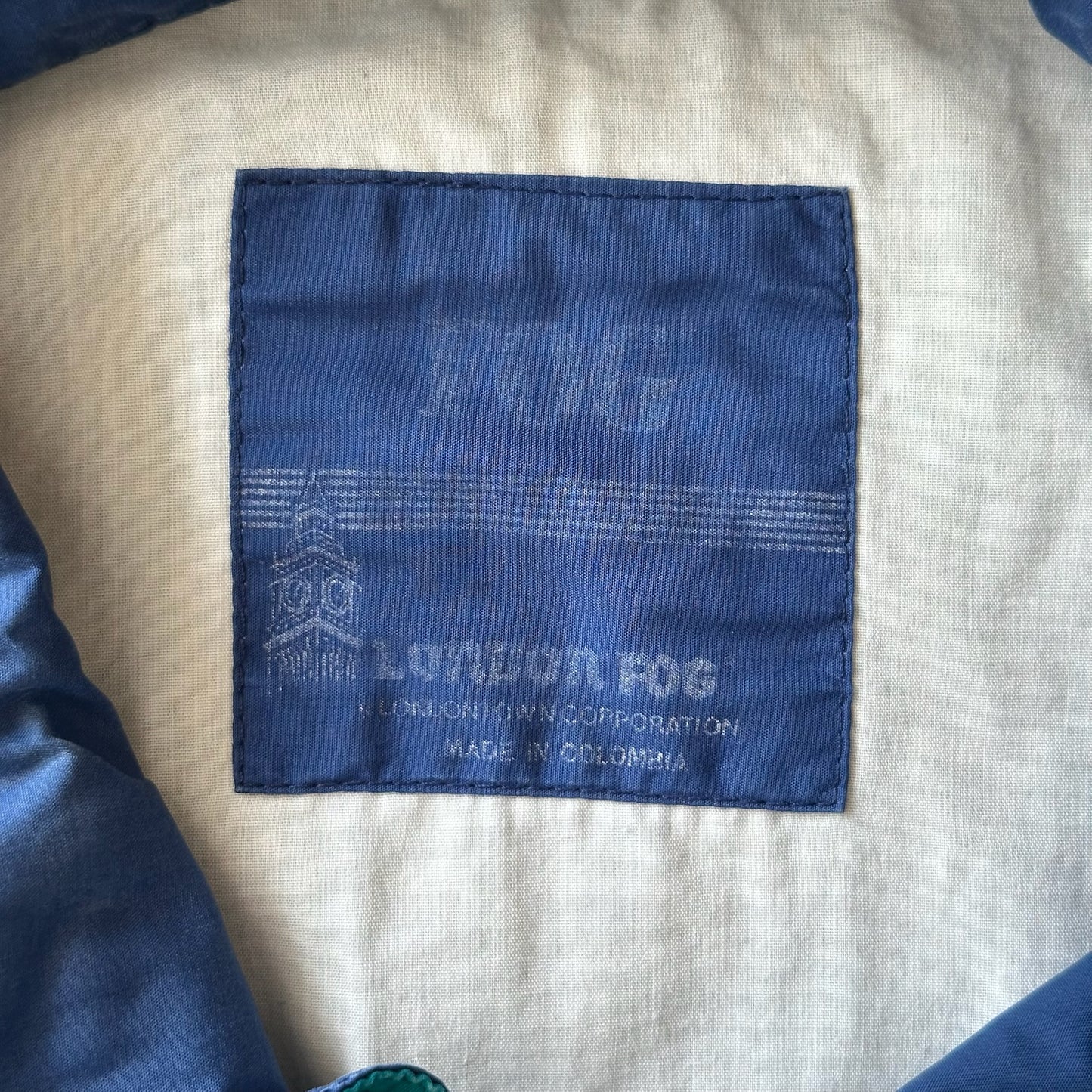 London Fog Full Zip Rain Jacket Teal 90's - XL