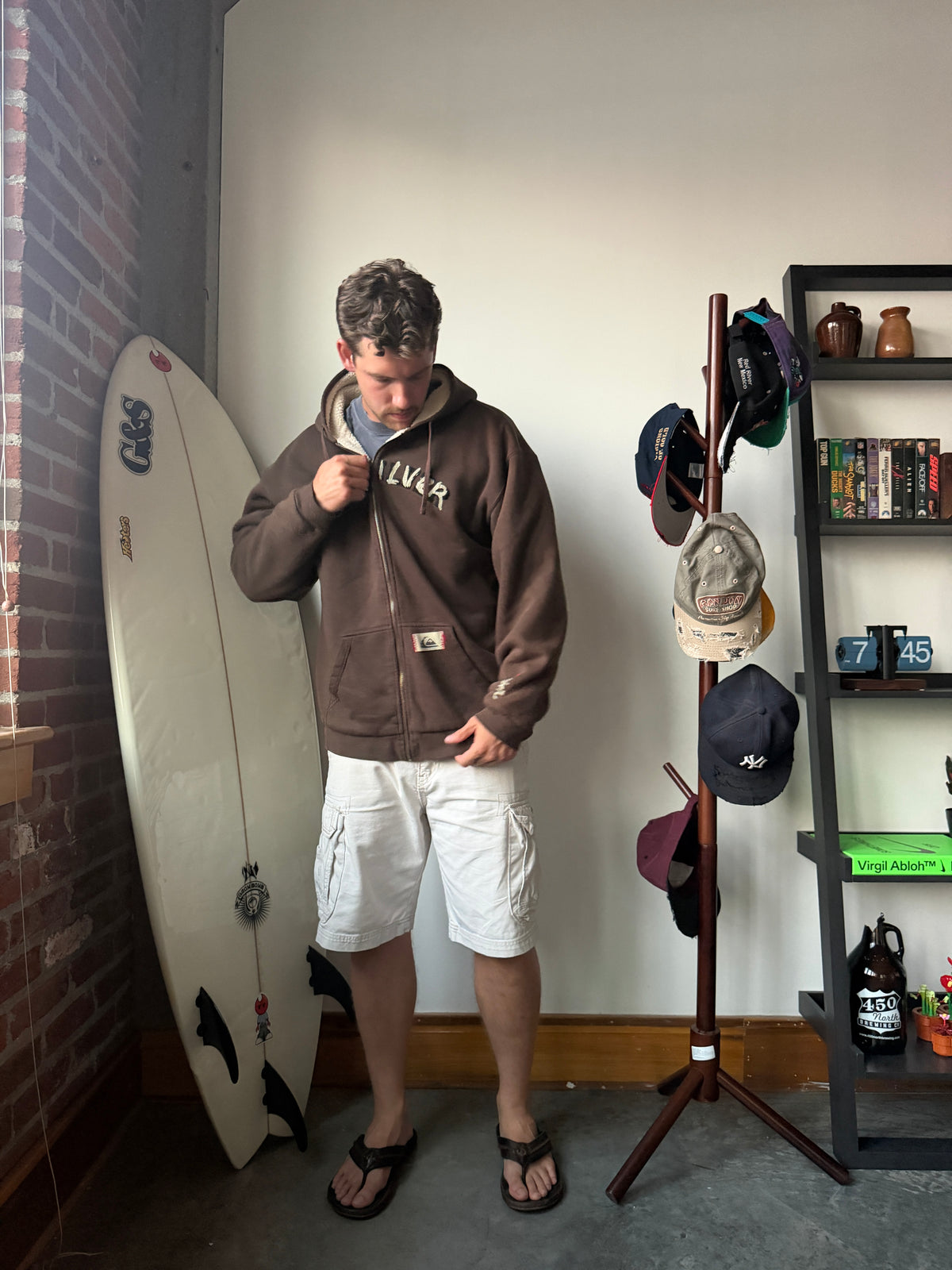 Quiksilver Sherpa Lined Full Zip Tri Hit Hooded Jacket - XL