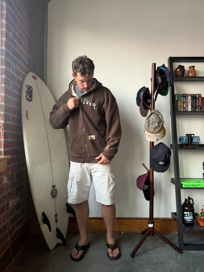 Quiksilver Sherpa Lined Full Zip Tri Hit Hooded Jacket - XL