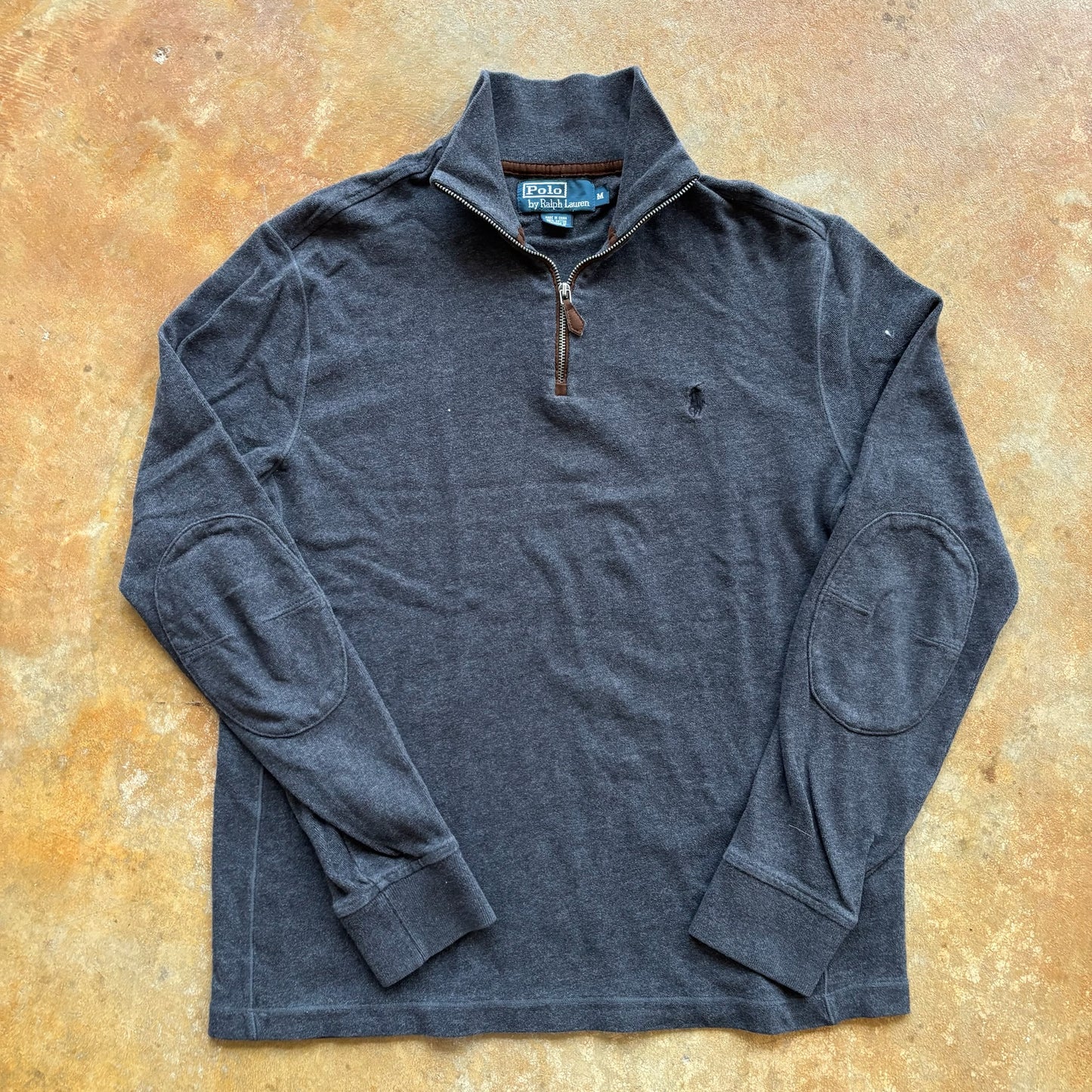 Polo Ralph Lauren 1/4 Zip Sweater Pullover Elbow Pads 90's - S