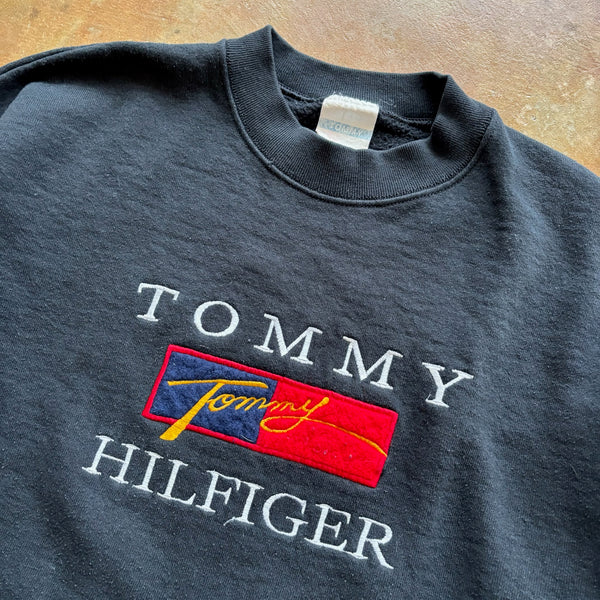 Tommy Hilfiger Embroidered Spellout Big Flag Sweatshirt Pullover 90's - L hover