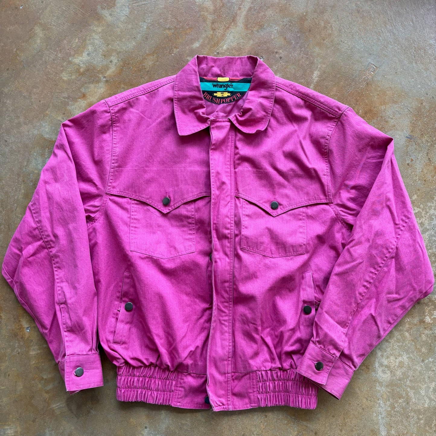 Wrangler Brushpopper Jacket Womens Pink Western Zipper Button Up Rodeo 90's - Womens XL