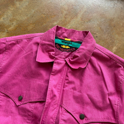 Wrangler Brushpopper Jacket Womens Pink Western Zipper Button Up Rodeo 90's - Womens XL