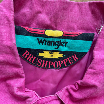 Wrangler Brushpopper Jacket Womens Pink Western Zipper Button Up Rodeo 90's - Womens XL