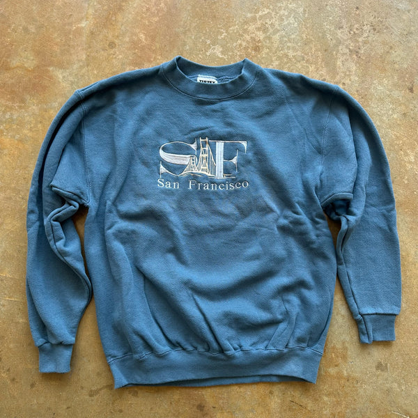 San Francisco Embroidered Crewneck Sweatshirt Blue 90's - S