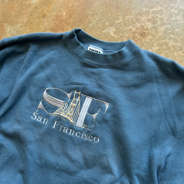 San Francisco Embroidered Crewneck Sweatshirt Blue 90's - S hover