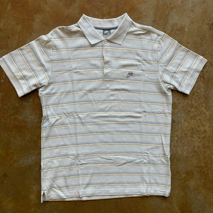 Nike Striped White Yellow Polo Shirt 00's - 2XL