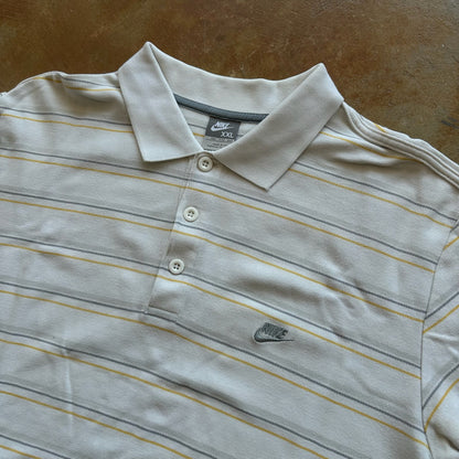 Nike Striped White Yellow Polo Shirt 00's - 2XL