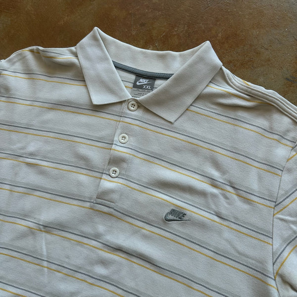 Nike Striped White Yellow Polo Shirt 00's - 2XL hover
