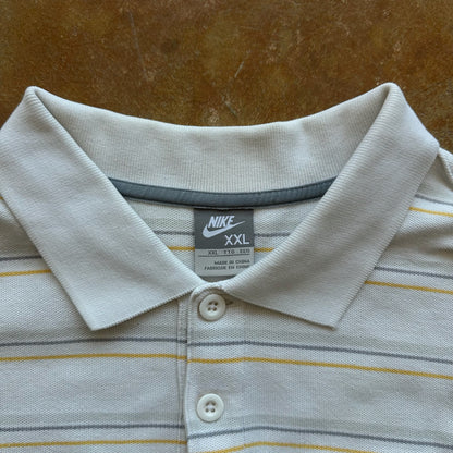 Nike Striped White Yellow Polo Shirt 00's - 2XL