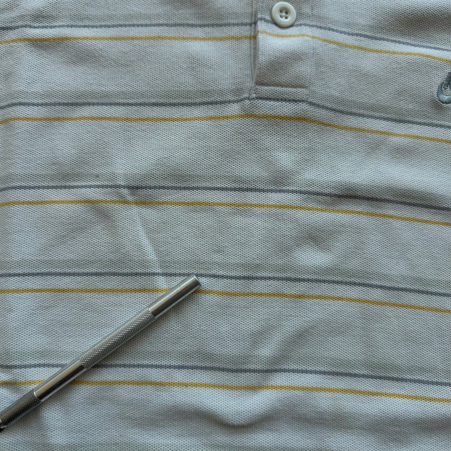 Nike Striped White Yellow Polo Shirt 00's - 2XL