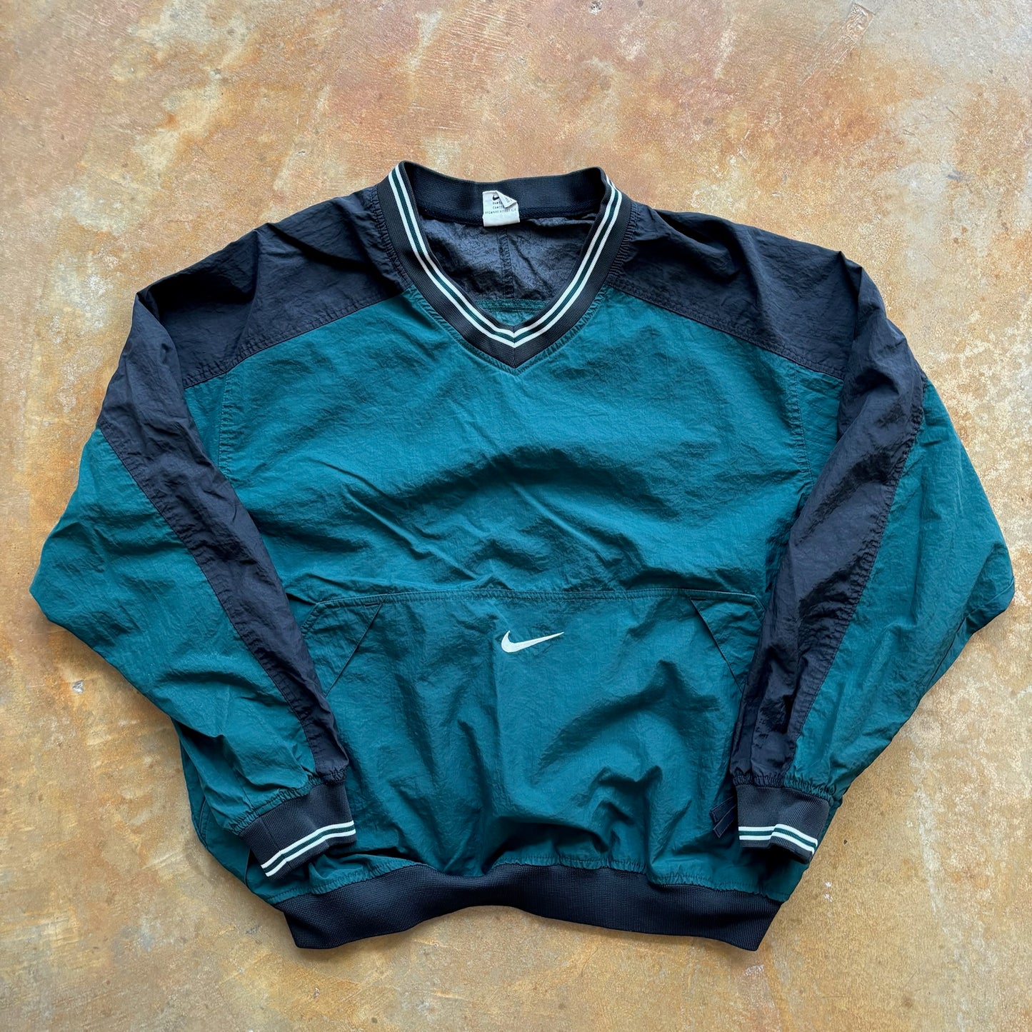 Nike Green Black Colorblock Anorak Windbreaker Jacket Pullover 90's - L