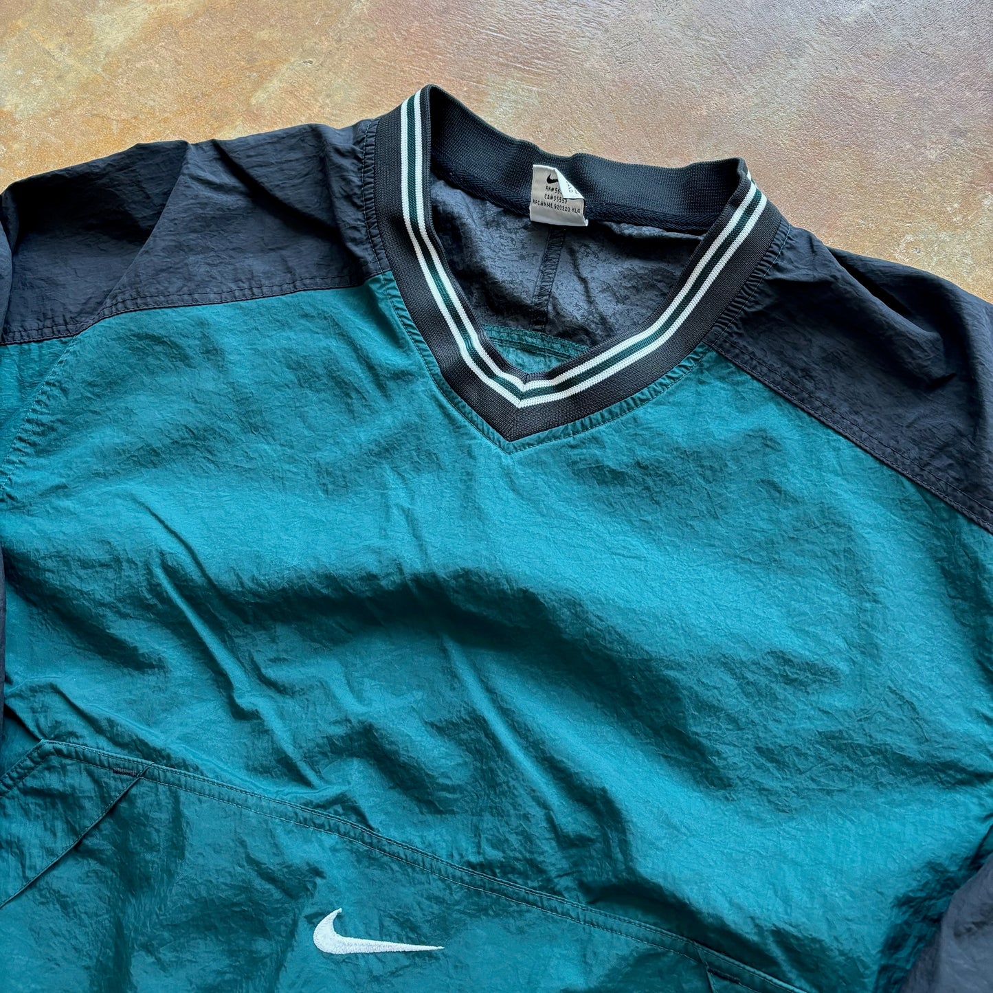 Nike Green Black Colorblock Anorak Windbreaker Jacket Pullover 90's - L